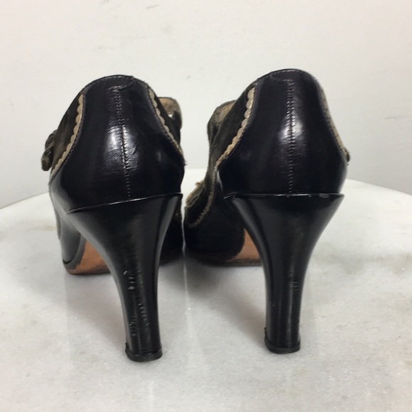 Vntg Cole Haan Fur Mohair Suede Strap Heel 8.5 - Picture 2 of 7